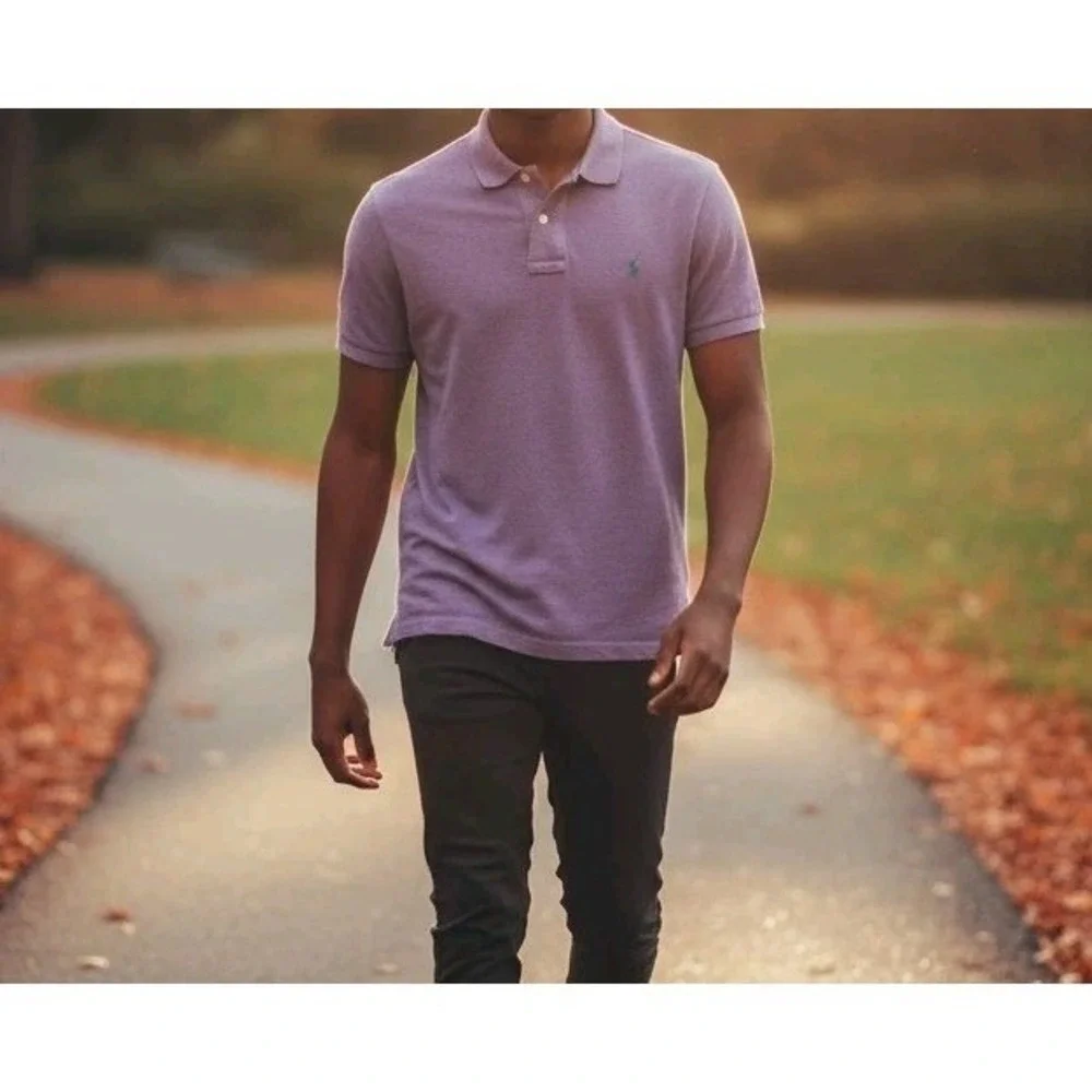 Polo Ralph Lauren Men's XL Classic Fit Mesh Polo Shirt Purple Green Pony Logo